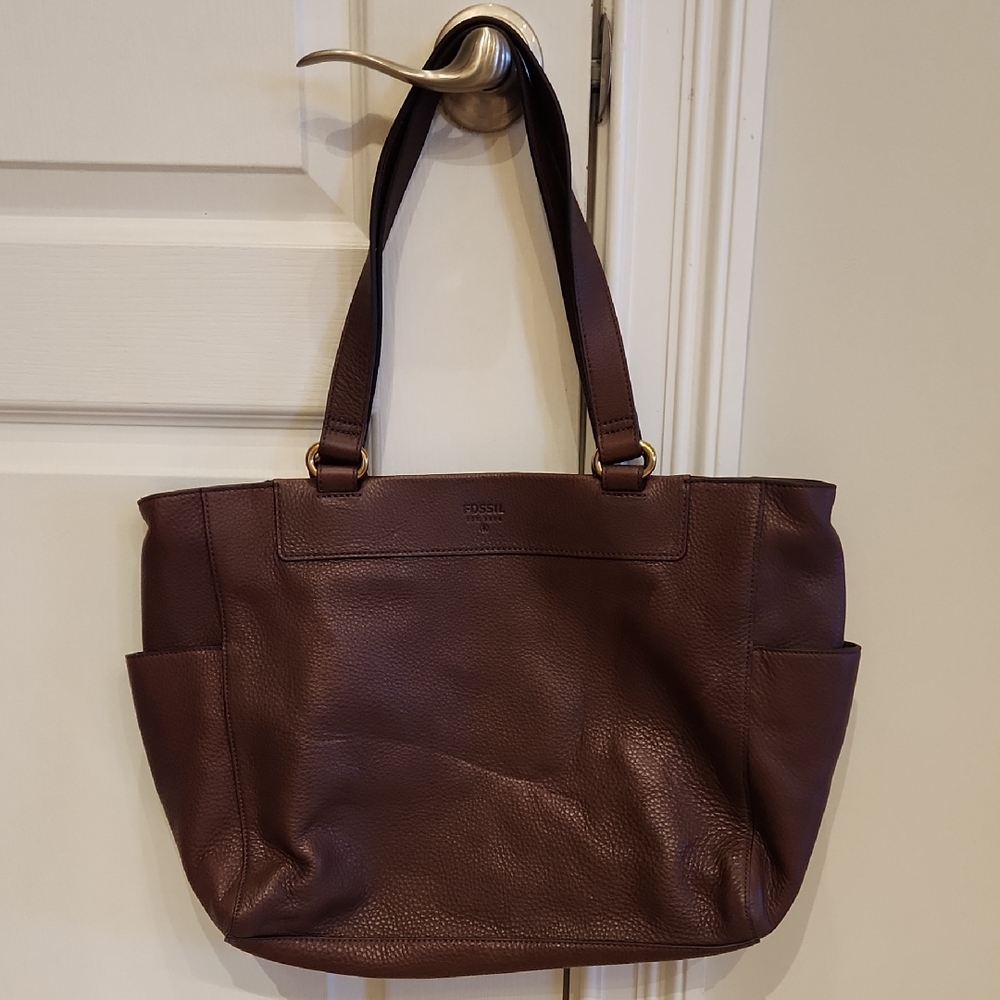 Fossil Brown Pebble Leather Tote